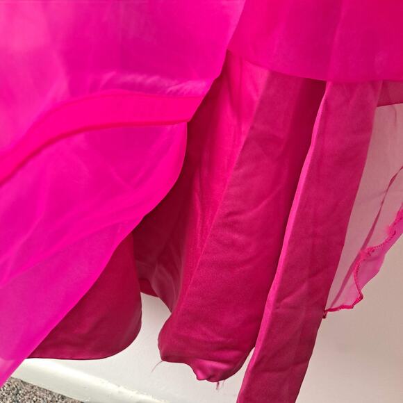 Pink Satin & Chiffon Bodycon Fishtail Bridal Guest Maxi Dress with Sequence - Picture 15 of 15